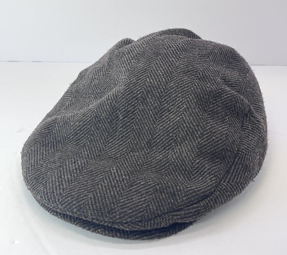 Dorfman Pacific Men's Gray Herringbone Flat Cap - Size L